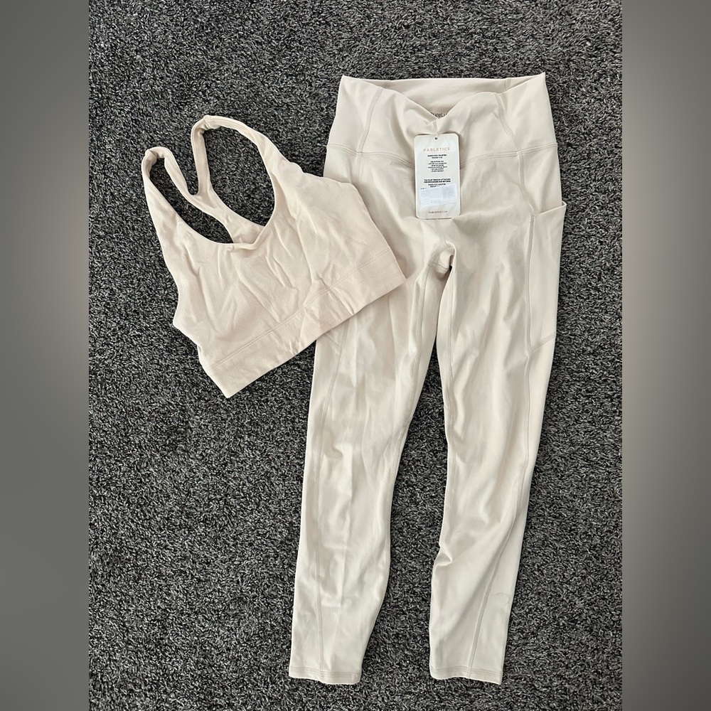 fabletics neutral nude matching set two piece cream